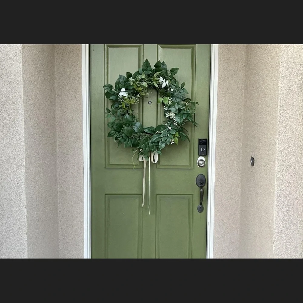 Floral Wreath with Ribbon White - Threshold™ designed with Studio McGee